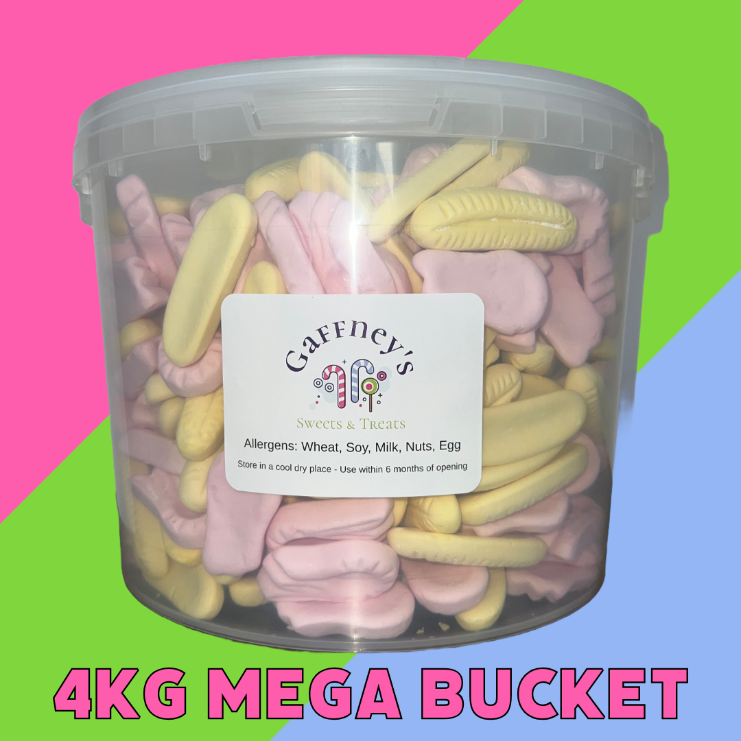 GIANT FOAM SHRIMPS AND BANANAS MIX POUCH | 250G-1KG POUCHES & 1KG BUCKET - NEW 4KG MEGA BUCKET