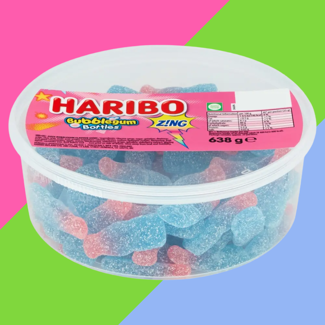 Haribo Bubblegum Bottles Zing Tub 638g
