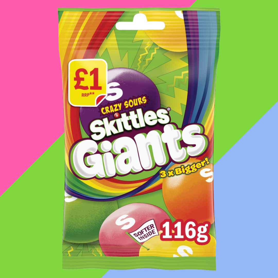Skittles Crazy Sours Giants 14x116g Bags (FULL BOX)
