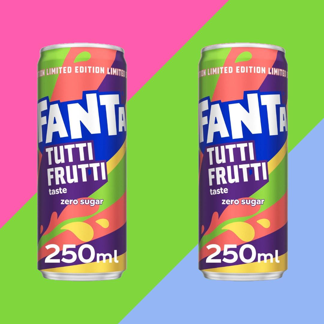 2 PACK Fanta Tutti Frutti Zero Sugar 250ml Cans.