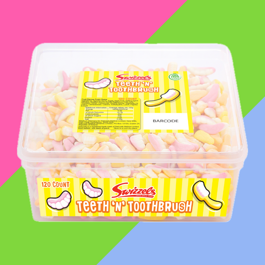 Swizzels Teeth n Toothbrush Sweets Full Tub | 576g Tub