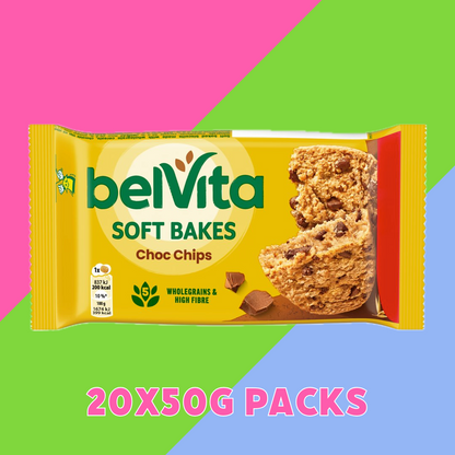 FULL BOX of Belvita Soft Bakes Choc Chips 20x50g | CLEARANCE ITEM