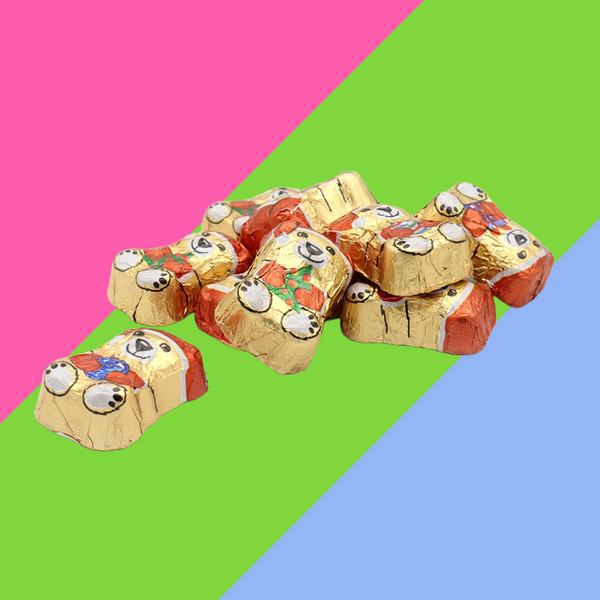 Milk Chocolate Creme Filled Festive Wrapped Gold Bears Bag 250g & 1kg Available