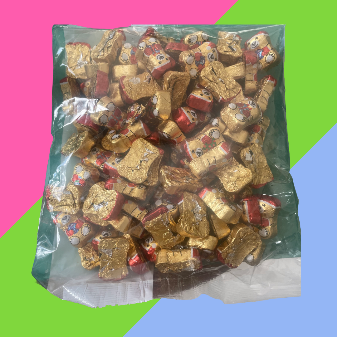 Milk Chocolate Creme Filled Festive Wrapped Gold Bears Bag 250g & 1kg Available