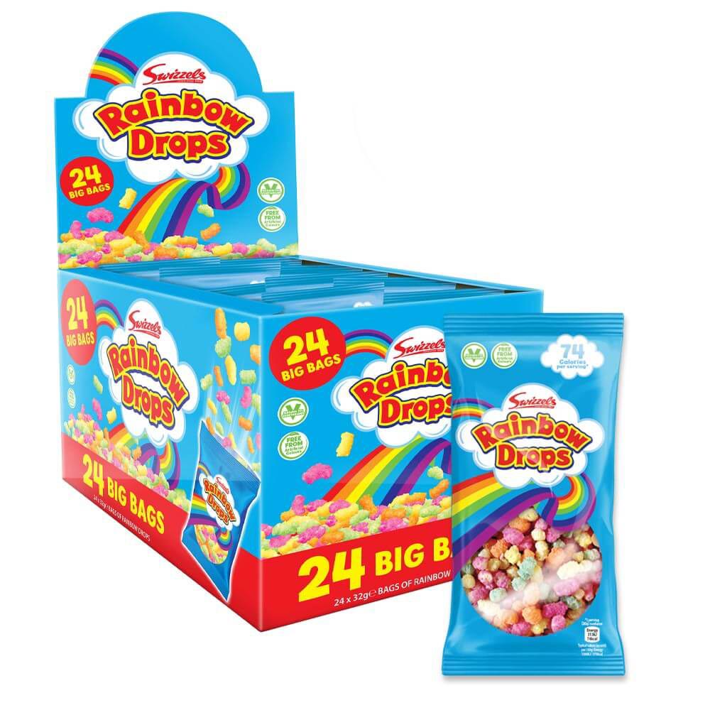 Swizzels Rainbow Drops Mega Bags 32g FULL BOX