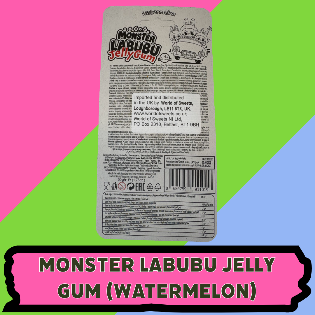 Monster Labubu Jelly Gum Candy 3x50g Sweets