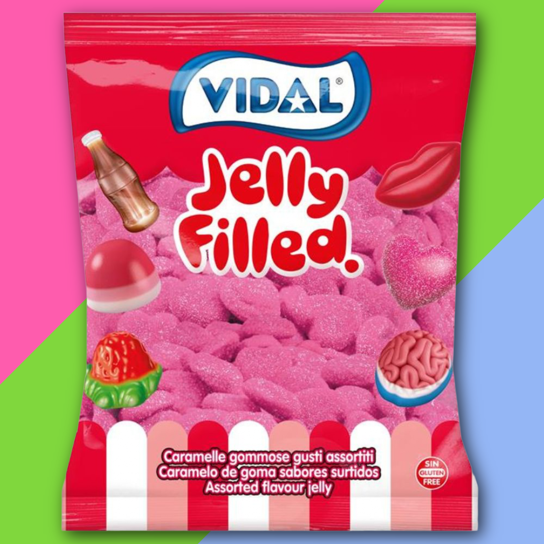 Vidal Jelly Filled Strawberry Hearts Bag 1kg