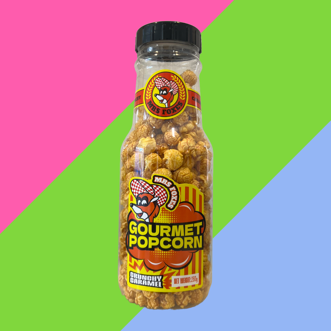 MRS FOXES Gourmet Crunchy Caramel Popcorn – Crunchy & Sweet | HUGE 890g or Small 260g Bottle