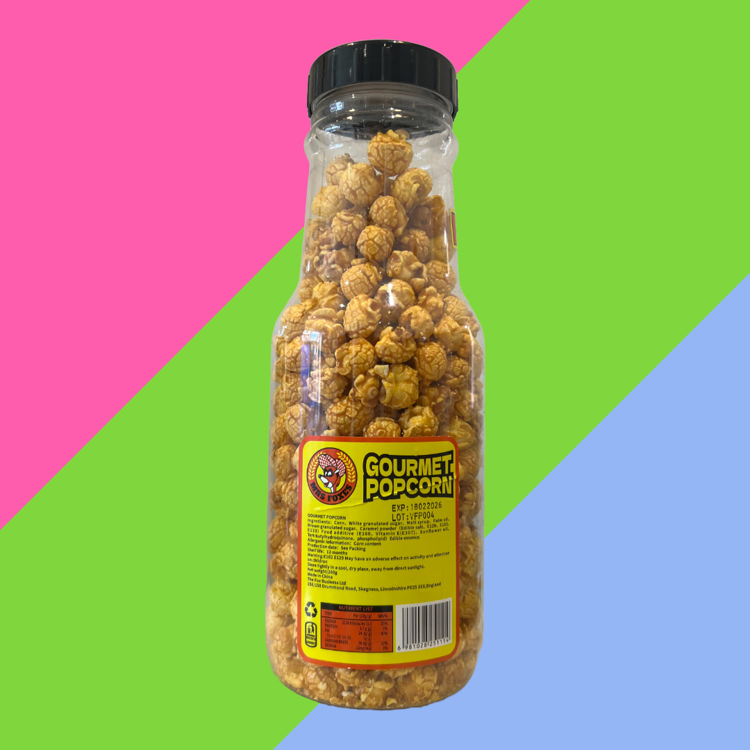 MRS FOXES Gourmet Crunchy Caramel Popcorn – Crunchy & Sweet | HUGE 890g or Small 260g Bottle