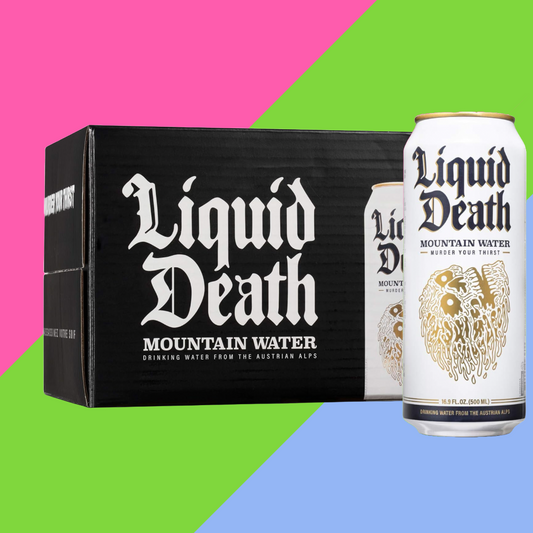 Crate of Liquid Death Still Mountain Water 500ml Tallboys (12-Pack)
