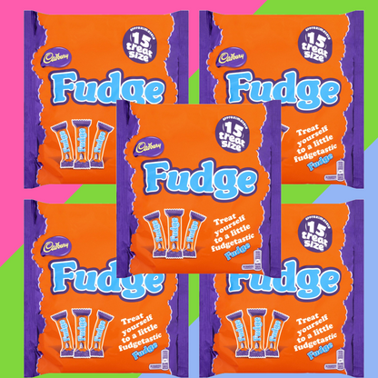 Cadbury Fudge Treat-Size Bars – 5 x 202g Bags (15 Mini Bars per Bag) | Chocolate Snack Pack