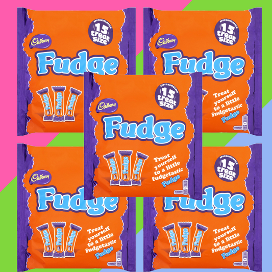 Cadbury Fudge Treat-Size Bars – 5 x 202g Bags (15 Mini Bars per Bag) | Chocolate Snack Pack