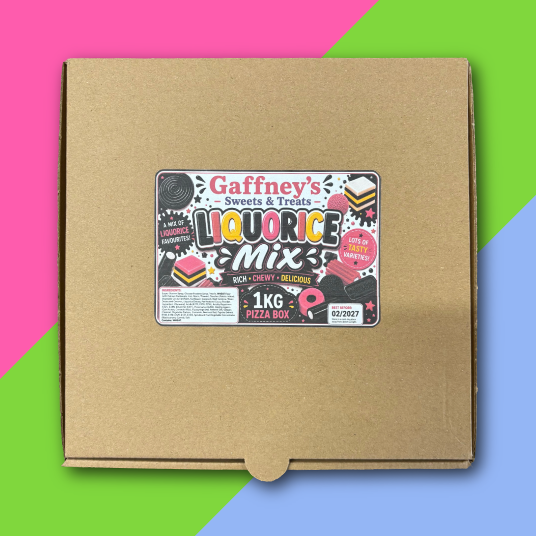 1kg Liqourice Mix Pizza Box - Traditional Sweet Treats