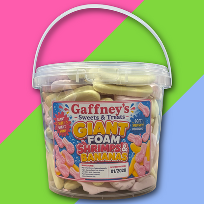 GIANT FOAM SHRIMPS AND BANANAS MIX POUCH | 250G-1KG POUCHES & 1KG BUCKET - NEW 4KG MEGA BUCKET