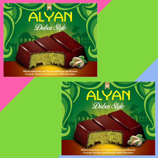 Alyan Dubai Luxe Chocolate Duo – 2x100g Bars