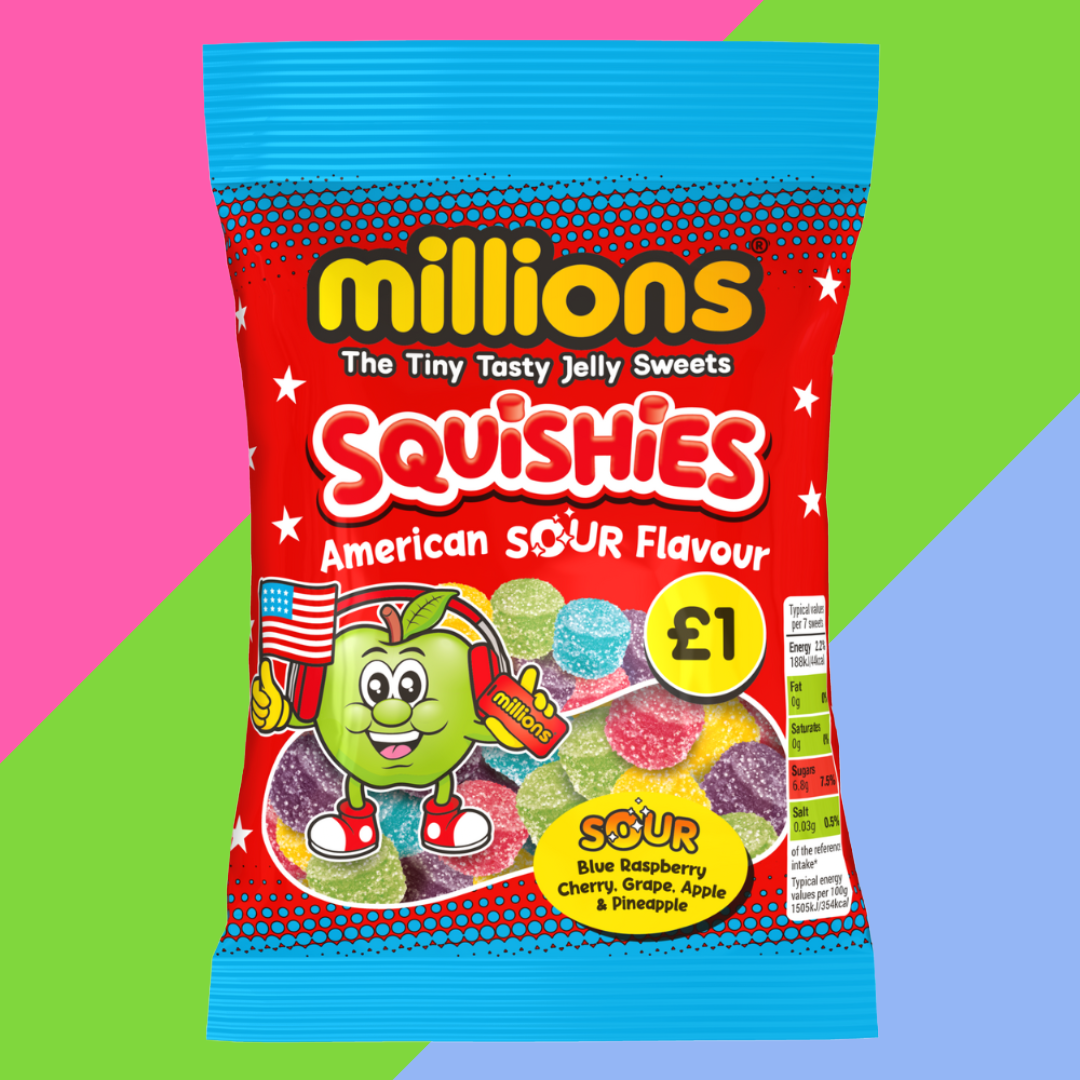 Millions Squishies American Sour 100g Bag