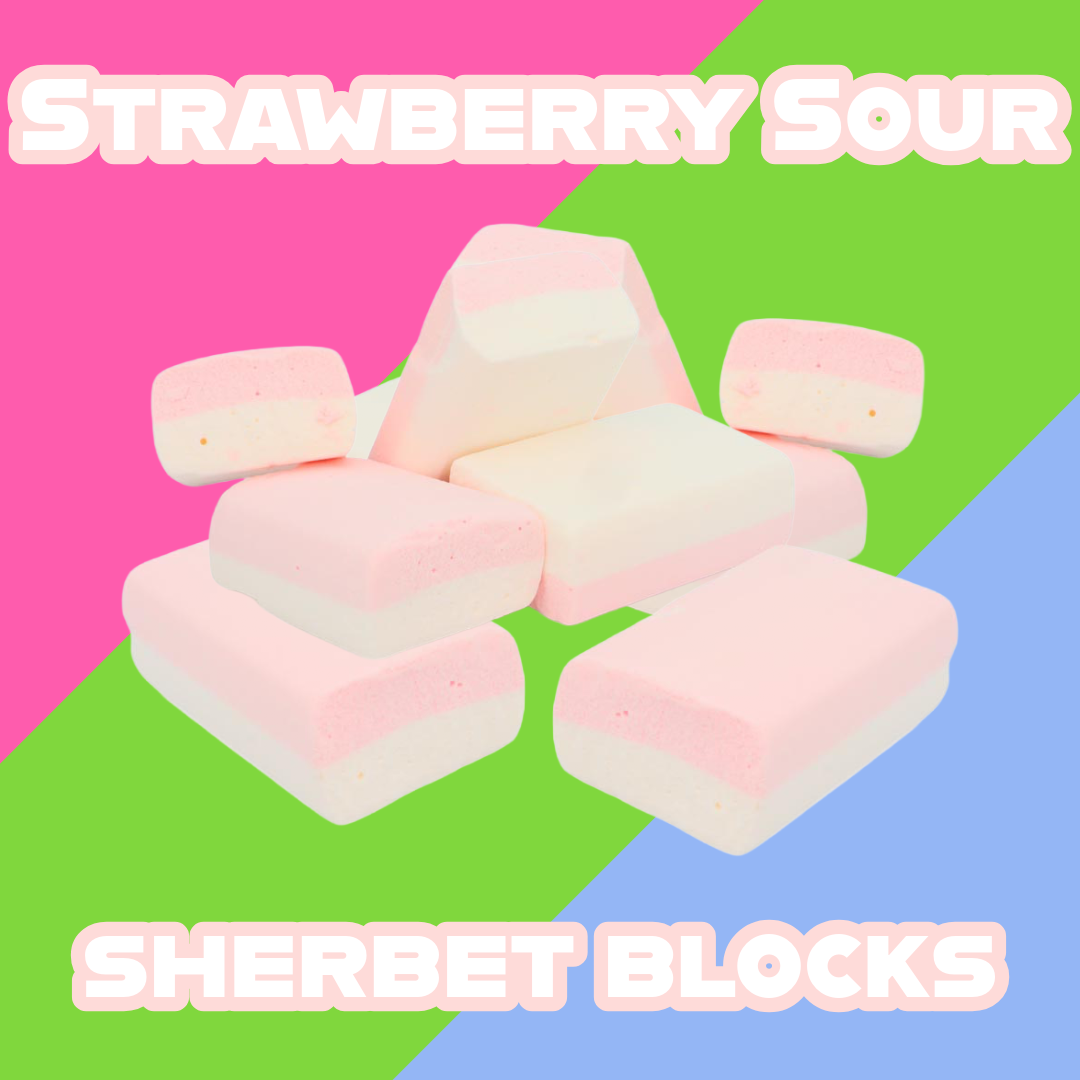 Strawberry Sour Sherbet Blocks | Pouch Of 10
