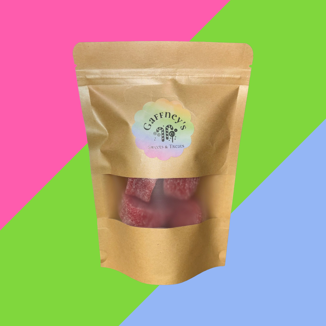 Gaffney's Fizzy Strawberry Belt Rolls - Pouch of 6 Rolls