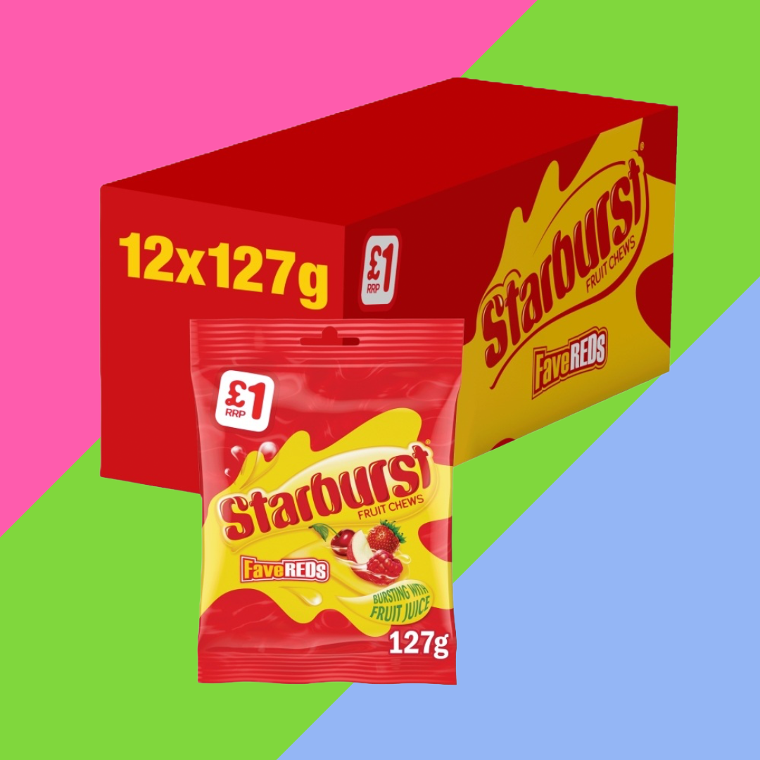 Starburst Fave Reds Chewy Sweets 12x127g bags (FULL BOX)