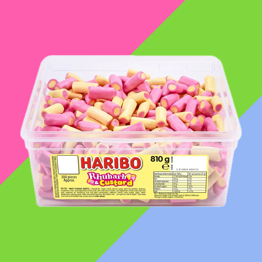 Haribo Rhubarb & Custard Sweets Tub 810g