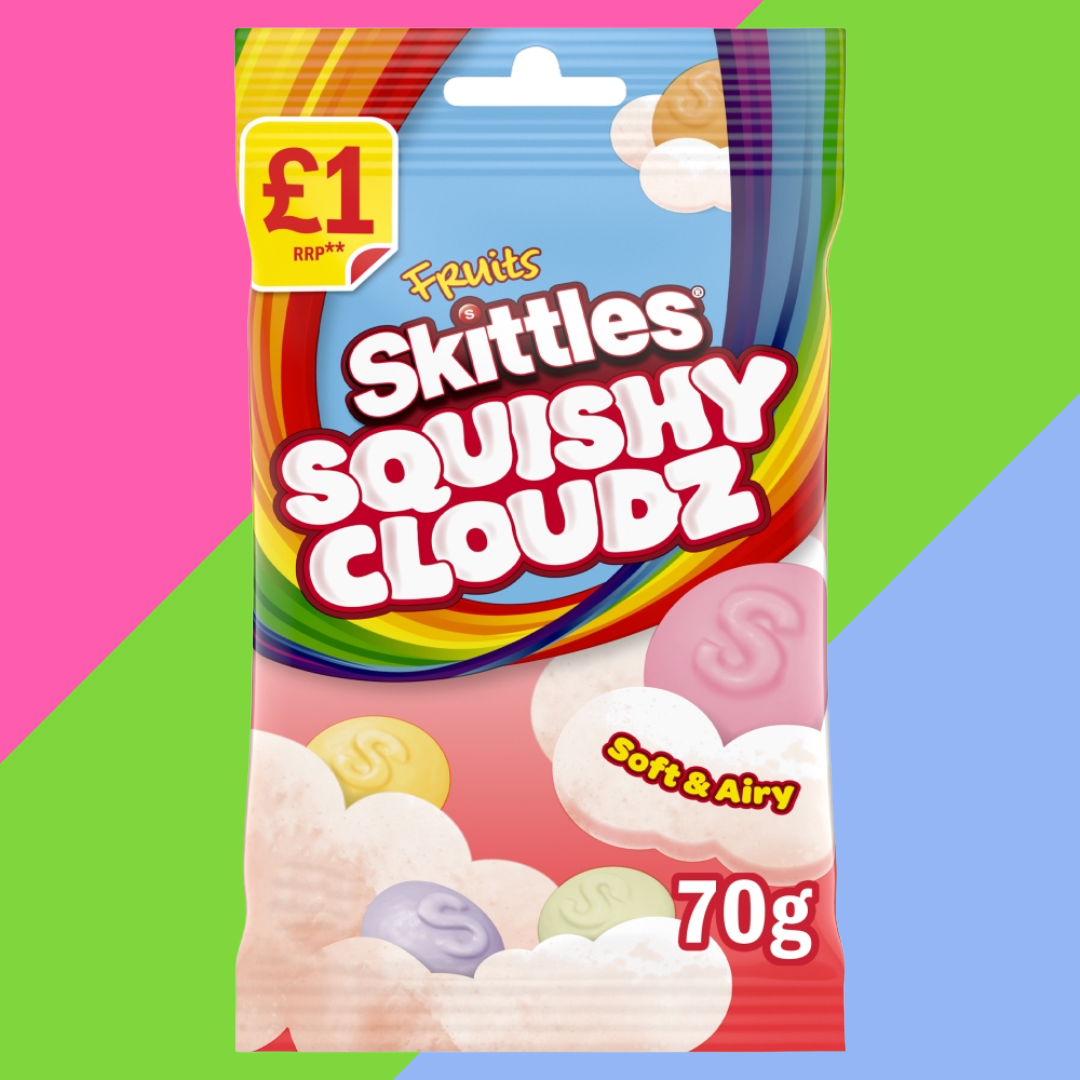 Skittles Squishy Cloudz Fruit 14x70g Bags (FULL BOX)