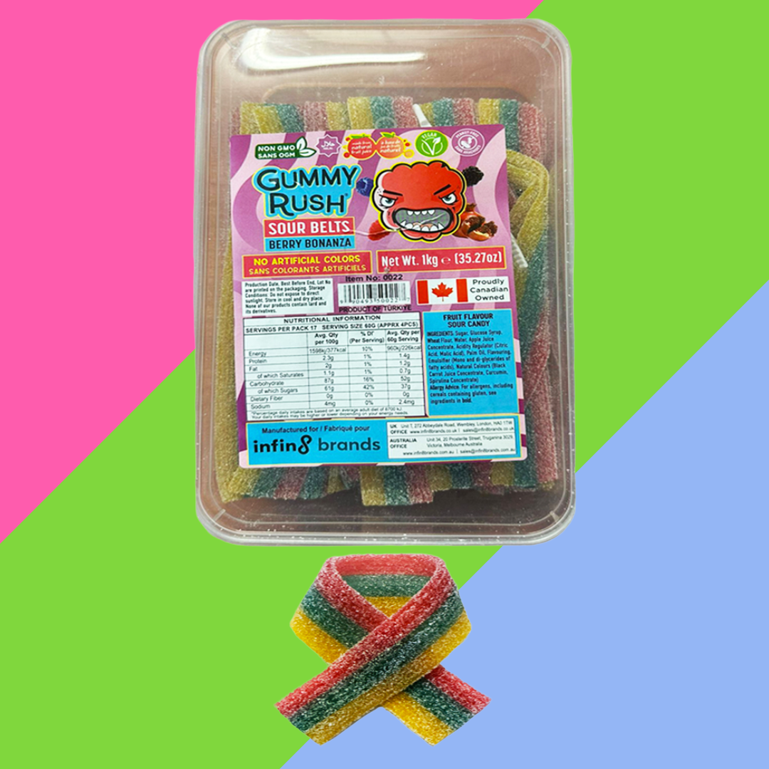 (AUCTION) Gummy Rush Sour Belts 1kg Tub