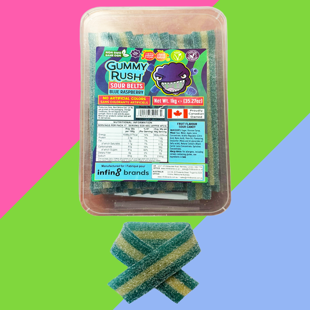 (AUCTION) Gummy Rush Sour Belts 1kg Tub