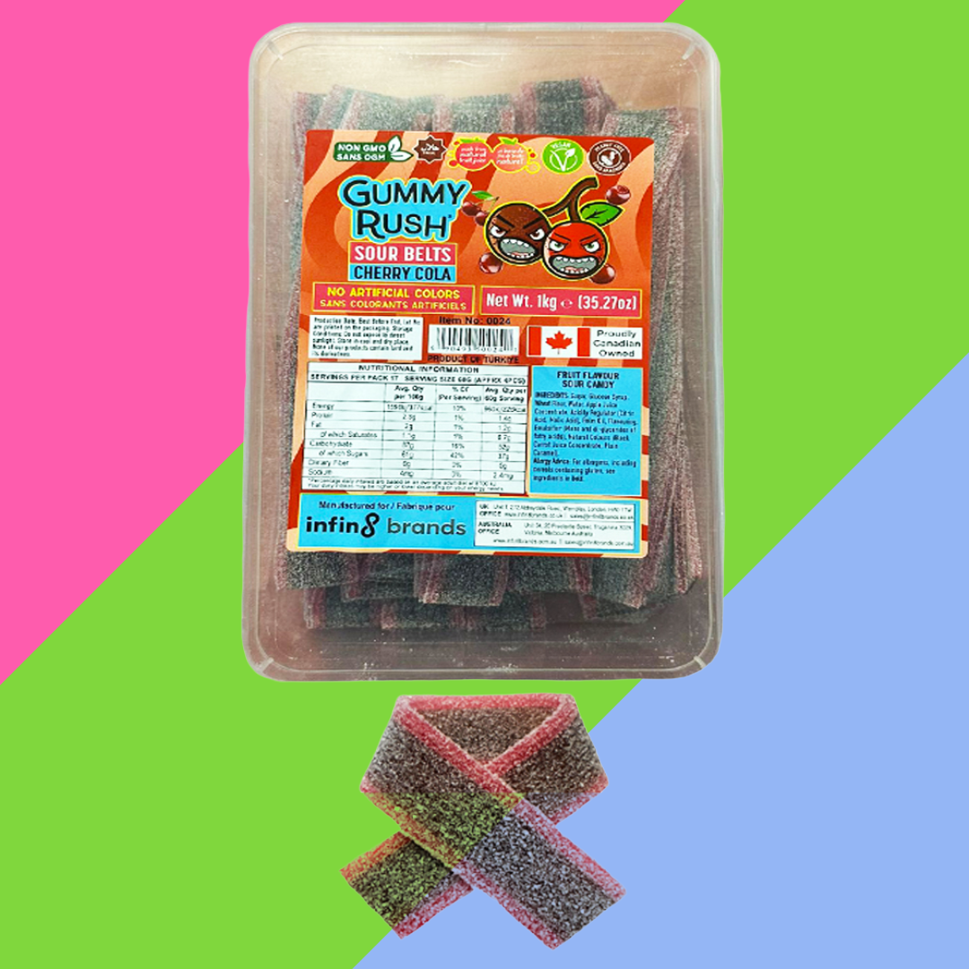 (AUCTION) Gummy Rush Sour Belts 1kg Tub