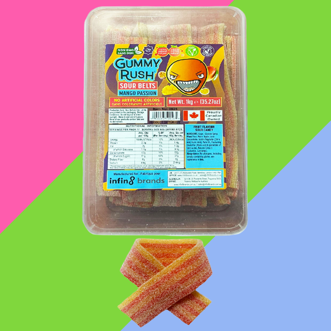 (AUCTION) Gummy Rush Sour Belts 1kg Tub