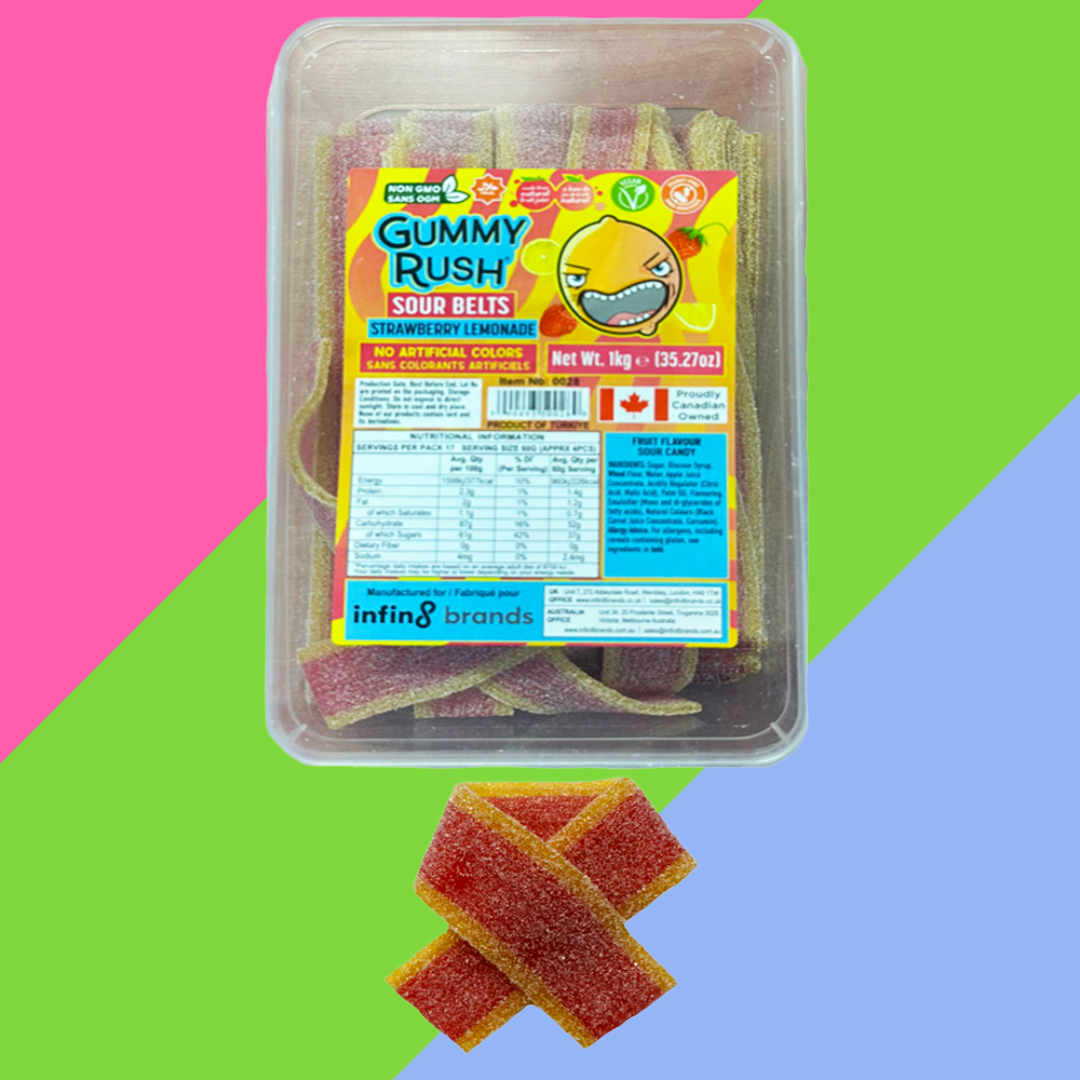 (AUCTION) Gummy Rush Sour Belts 1kg Tub