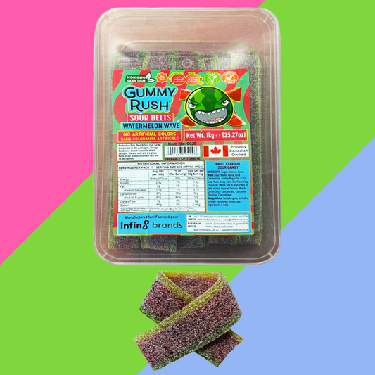(AUCTION) Gummy Rush Sour Belts 1kg Tub