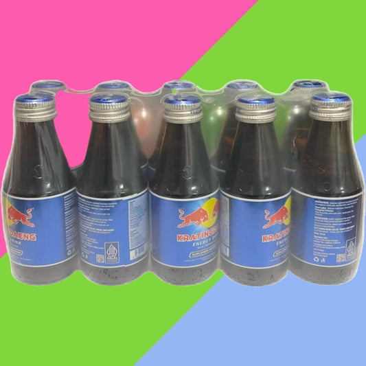 10X RedBull KRATINGDAENG - GLASS BOTTLES - THAILAND IMPORT