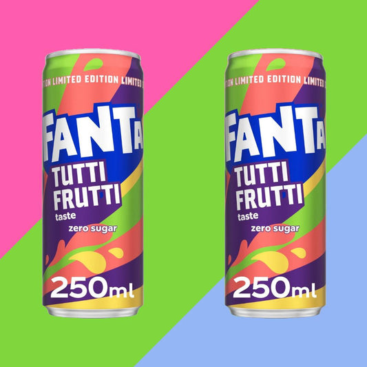 2 PACK Fanta Tutti Frutti Zero Sugar 250ml Cans.